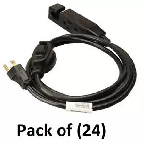 (24) 04005ME 6' 16/3 SJTW Black Indoor Extension Cords w Inline On/Off Switch - Picture 1 of 4