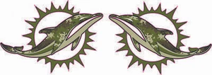 Dolphins Green Camo Mini Helmet Decals - Picture 1 of 2