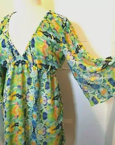 Vestido floral transparente talla M mangas fluidas Ellen Weaver - Imagen 1 de 7