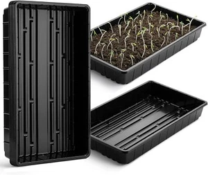 Plastic Growing Trays, 5Pack, Black, 17x10, Plant Tray, Seed Tray, Seedling Tray - Picture 1 of 3