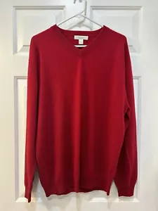 Herren 100 % Kaschmir V-Ausschnitt Pullover Urlaub rot Geschäft Freizeit Preppy Gr. L - Bild 1 von 5