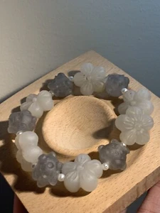 Multiple Natural SheTei Cui Jade Bracelet/Hand Carved Lucky Characters - Picture 1 of 9