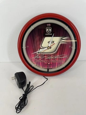 Kasey Kahn’s #9 Evernham Motorsports Neon Clock. 12” 2004  Battery Or Plug In Cover