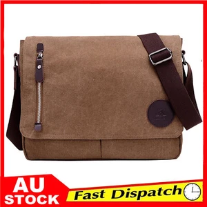 Retro Men's Canvas Shoulder Messenger Bag Crossbody Satchel Travel Man's Bags AU - Picture 1 of 19