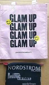 Nordstrom Lot: Black and gray Makeup Pouch and Pink Glam Up Plastic Reusable Bag