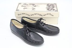 SAS Siesta Zapatos Mujer 9.5 S Cuero Negro Moc Punta Ponche Detalle Nuevas