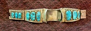 Watch Bracelet Clip Men's Sterling Siler Turquoise Heavy - Picture 1 of 5