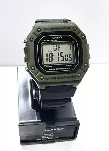 Casio Digital Mens Watch Illuminator Sports Alarm W218H-3 Black band with Green - Picture 1 of 5