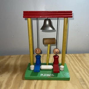 1940s ? Vintage Playskool Wooden Bell Ringing Carnival Toy With Hammer READ - Picture 1 of 10
