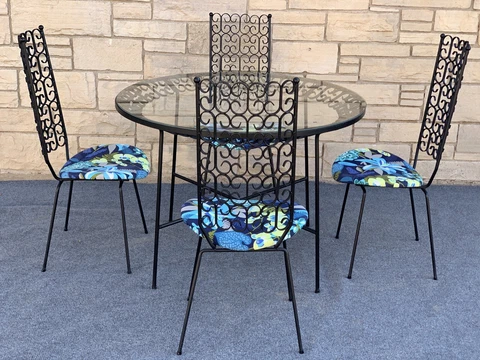 Mid Century Modern Arthur Umanoff Grenada Collection Wrought Iron Dinette Set Cover