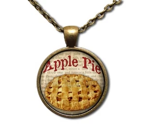 Sweet Apple Pastel Lovers Panadería Arte Comida - Collar Colgante de Vidrio Redondo Hecho a Mano - Imagen 1 de 10