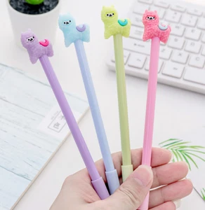 2pcs Cute Cartoon Alpaca Gel Pens 0.5mm Black Ink Signature Pens Kids Gifts - Picture 1 of 5