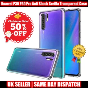 Huawei P30 P30 Pro Anti Shock Gorilla Transparent Crystal Clear Gel Case - Picture 1 of 12