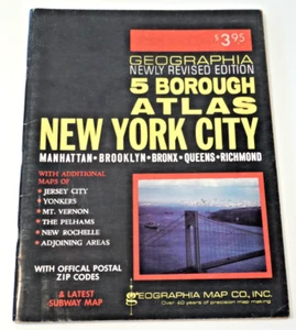 1972 Geographia Atlas of New York City 5 Boroughs Manhattan Brooklyn Bronx Karte - Bild 1 von 17