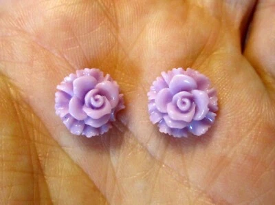 Pendientes Rosa con Volantes 12mm *ELIGE COLOR* Tachuela Hipoalergénica Foto 1 de 2