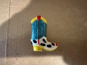 Western Button Cover Teal Boot Shaped - Picture 1 of 2