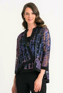 JOSEPH RIBKOFF Swing Jacket - Sheer Purple/Multi/Black UK10 US8 RRP£279 - Picture 1 of 14