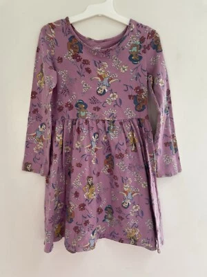 Disney Kids Girls Princess Snow White Belle Floral Fit & Flare Dress Purple Sz 6 - Image 1 of 4