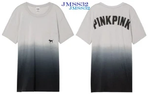 Victoria's Secret Pink Ombre Dip Dye Campus SS Tee Shirt Glacier Gray M NIP Rare - Picture 1 of 7