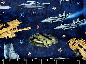 Tina Scrap 9"x21" Air Force Navy Army American Tank US Military Cotton Fabric - Picture 1 of 1