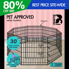 BEASTIE Dog Playpen Pet Metal Cage Fence 8 Panel Enclosure Puppy Pen 30"