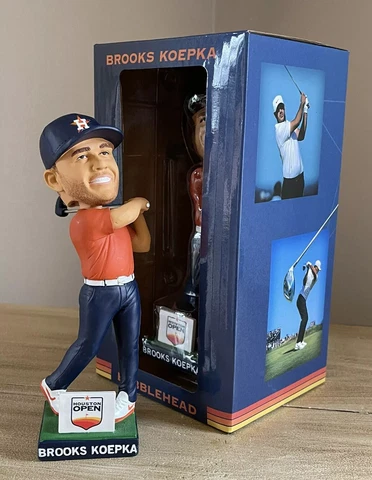 Golfer BROOKS KOEPKA Houston Open PGA Tour Golf SGA Astros Hat Bobblehead NIB! Cover