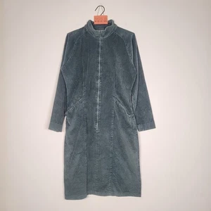 Vintage Banana Republic Kleid 10 grün Cord Reißverschluss Trichter Hals Taschen Y2K 90er - Bild 1 von 11