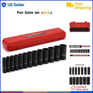 Deep Impact Socket Set Chrome Molybdenum 13-Piece SAE Heavy Duty Storage - Foto 1 di 10