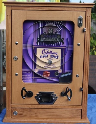 CADBURYS CHOCOLATE ALLWIN VINTAGE RETRO PENNY ARCADE AMUSEMENT MACHINE - Image 1 of 4