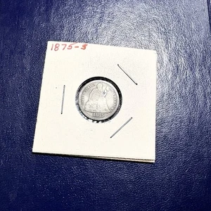 Moneda de diez centavos de plata libertad sentada de San Francisco 1875-S circulada sin certificación - Imagen 1 de 5