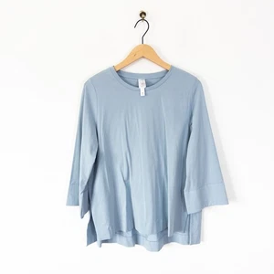 MarlaWynne Layers Light Blue Jersey Top Size M Split Side A Shape Loose - Picture 1 of 15