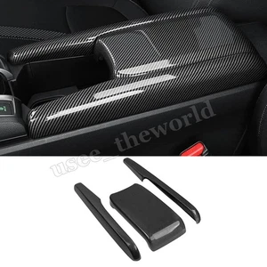 Carbon Fiber Armrest Box Cover Trim For Honda Civic 10th Gen 2016-2021 2020 2019 - Picture 1 of 14