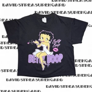 Vintage Betty Boop 90s Womens Tee Size Large Single Stitch Cropped T Shirt Y2K - Picture 1 of 8