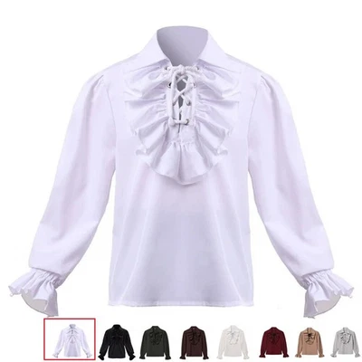 Boys Medieval Shirt Renaissance Kids Shirt Pirate V-neck Vampire Loose Shirt - Image 1 of 4