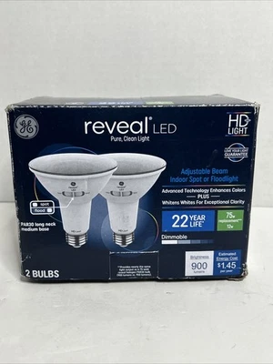 GE 2pk 75W Reveal PAR30 LED Light Bulbs Long Neck Adjustable Flood/Spot ⭐ - Image 1 of 4