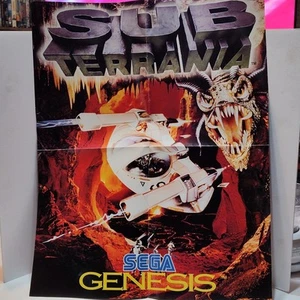 1994 Sega Visions Genesis SUB TERRANIA Poster, 2 Sided, 16 1/2" x 21", Vintage - Picture 1 of 3