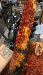 Stabilized Amboyna Burl Spindle exotic wood Cue knife blank for Crafts 1911 - Picture 1 of 5