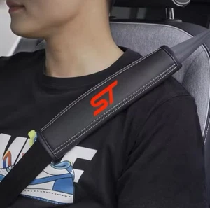 2pcs Nappa Leather Seatbelt Covers For Focus/Puma/Fiesta/Kuga ST - Picture 1 of 2