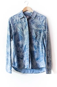 TED BAKER London SewInLove Fitted Blouse Shirt Floral Tropical Leaf Pattern Blue - Bild 1 von 7