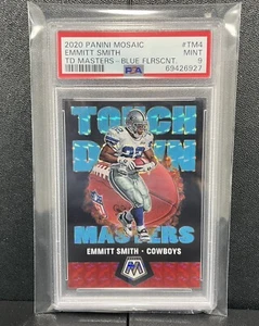 2020 Panini Mosaic Emmitt Smith Touchdown Masters Blue Fluorescent #11/15 PSA 9 - Picture 1 of 3