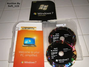 Microsoft Windows 7 Ultimate Upgrade 32 & 64 Bit DVD MS WIN PRO = RETAIL BOX= - Picture 1 of 5