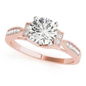 1.15 Ct Round Simulated Diamond Engagement Ring 14K Solid Rose Gold Size 5.5  - Picture 1 of 5