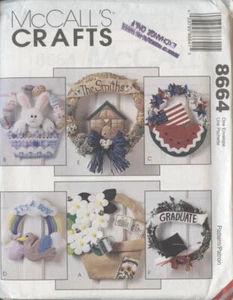 McCall's Sewing Pattern Seasonal Wreaths 8664 Easter Baby Patriotic Spring Grad - Picture 1 of 2