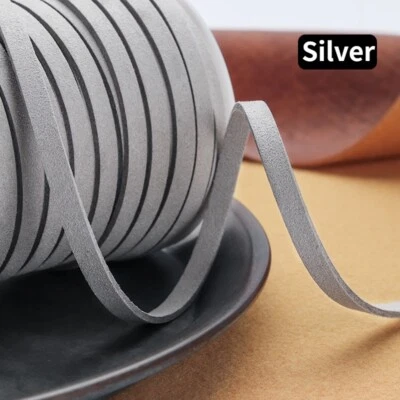 25yds Faux Leather Suede Cord Lace Flat Strap Thread Bead String DIY 5mm Sewing - Image 1 of 4