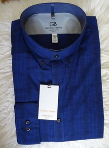 GEOFFREY BEENE New Mens Designer Blue Checked Formal Casual Shirt Collar 16-16½ - Picture 1 of 8