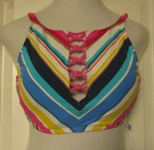 Bleu rod Beattie Striped Print Bikini Top Size 14 Underwire and padded cups - Picture 1 of 2