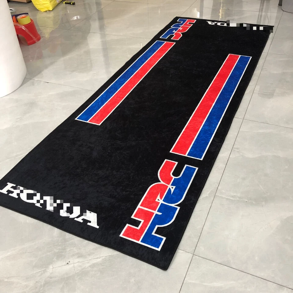 Alfombrilla de garaje para moto Honda HRC alfombrilla antideslizante roja azul 220x80 cm Foto 1 de 4