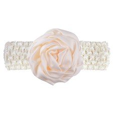 Baby Girl Wide Turban Crochet Headband Head Wrap Hair Band With Flower White