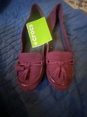Zapatos mocasines Crocs para mujer Lina de gamuza clásicos cómodos, ciruela, EE. UU. 9,5 Foto 1 de 4