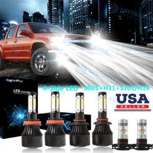 6x Combo 5202 H11 9005 LED Headlight Kit 6000K For Chevy Colorado 2016 2017 2018 - Picture 1 of 16